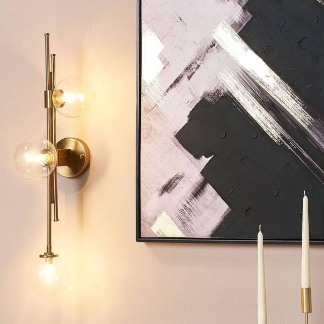 Wyld and Coco Luxe Wall Lamp Gold Iron Glass 3 Light Modern Glam Wall Light - image 1