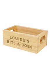 Personalised Memento Company Personalised Bits & Bobs Mini Wooden Crate in Light Brown - thumbnail 1
