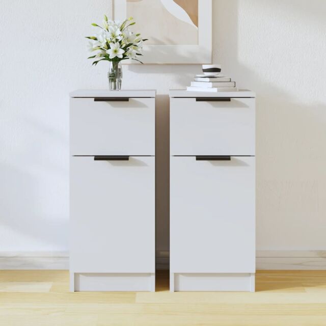 Berkfield Home Sideboards 2 pcs White 30x30x70 cm Engineered Wood - Size: 30 x 30 x 70 cm - image 1