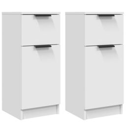 Berkfield Home Sideboards 2 pcs White 30x30x70 cm Engineered Wood - Size: 30 x 30 x 70 cm - thumbnail 2