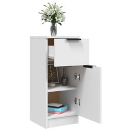 Berkfield Home Sideboards 2 pcs White 30x30x70 cm Engineered Wood - Size: 30 x 30 x 70 cm - thumbnail 5
