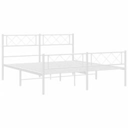 Berkfield Home Metal Bed Frame with Headboard & Footboard White 120x200 cm - Size: Small Double - thumbnail 5