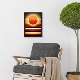 Artery8 Tokyo Sunrise Minimalist Industrial Red Black Artwork Framed Wall Art Print A4 - thumbnail 2
