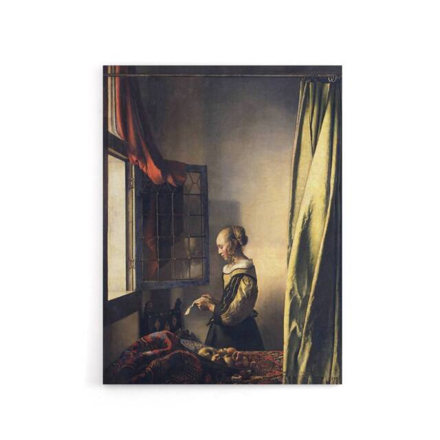 "Artery8 Reading Letter by Open Window Vermeer Canvas Wall Art - Size: W18"" x H24""" - image 1