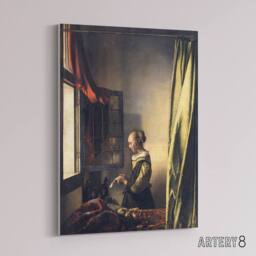 "Artery8 Reading Letter by Open Window Vermeer Canvas Wall Art - Size: W18"" x H24""" - thumbnail 2
