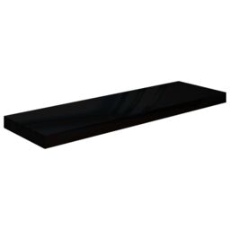 Berkfield Home Floating Wall Shelves 2 pcs High Gloss Black 80x23.5x3.8 cm MDF - thumbnail 3