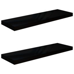 Berkfield Home Floating Wall Shelves 2 pcs High Gloss Black 80x23.5x3.8 cm MDF - thumbnail 2