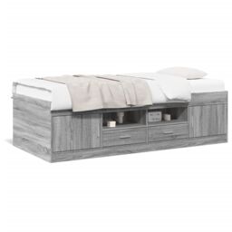 Berkfield Home Daybed with Drawers without Mattress Grey Sonoma 100x200 cm - thumbnail 2