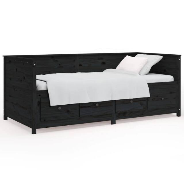 Berkfield Home Day Bed Black 90x190 cm Solid Wood Pine - image 1