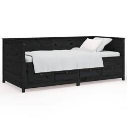 Berkfield Home Day Bed Black 90x190 cm Solid Wood Pine - thumbnail 1