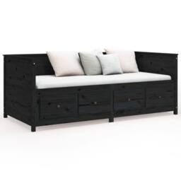 Berkfield Home Day Bed Black 90x190 cm Solid Wood Pine - thumbnail 5