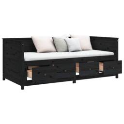 Berkfield Home Day Bed Black 90x190 cm Solid Wood Pine - thumbnail 7