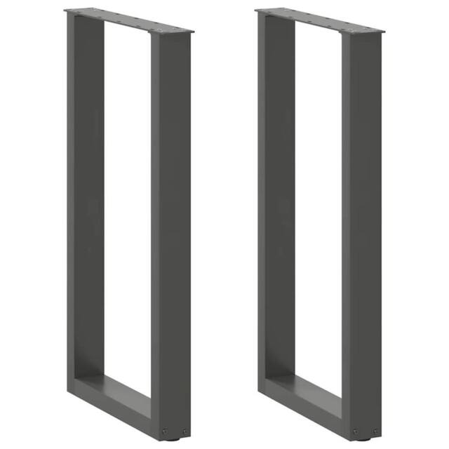 Berkfield Home Coffee Table Legs U-Shaped 2 pcs Anthracite 50x(90-91) cm Steel in Black - image 1