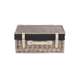Red Hamper 45cm Antique Wash Hamper with Cotton Lining in Black - thumbnail 3