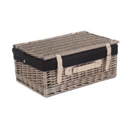 Red Hamper 45cm Antique Wash Hamper with Cotton Lining in Black - thumbnail 2