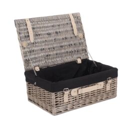 Red Hamper 45cm Antique Wash Hamper with Cotton Lining in Black - thumbnail 1