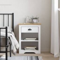 Berkfield Home Bedside Cabinet BODO Brown 53x38.5x66 cm Solid Wood Pine - thumbnail 1