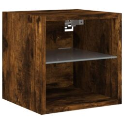 Berkfield Home 8 Piece TV Wall Units with LED Smoked Oak Engineered Wood in Brown - thumbnail 8