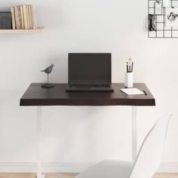 Berkfield Home Table Top Dark Grey 80x60x(2-4) cm Treated Solid Wood Live Edge in Dark Brown