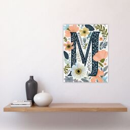 "Artery8 Women's Wall Art Print Letter M in Abstract Watercolour Flowers Cute Floral Word Art For Her Poster - Size: W18"" x H24""" - thumbnail 4