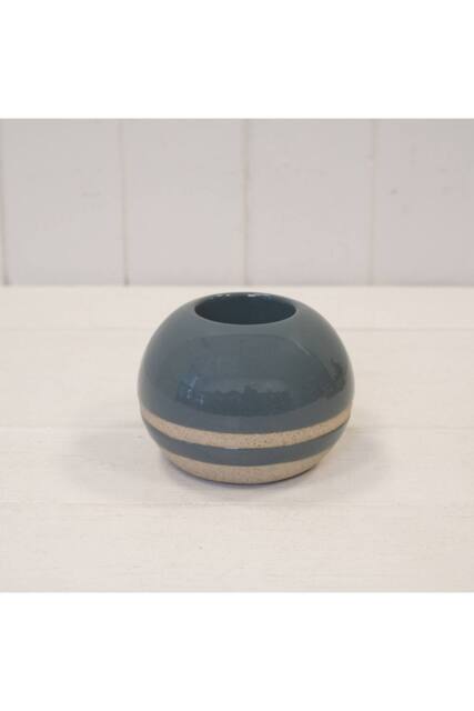 KDMD Blue Glazed Tealight Holder with Unglazed Design - image 1