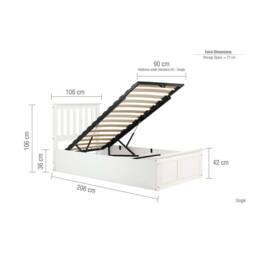 Birlea Phoenix Ottoman Storage Bed Frame in White - Size: Single - thumbnail 9