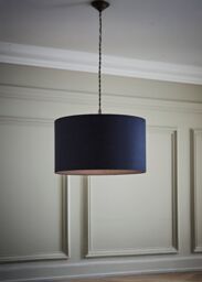 ValueLights Reni Navy Blue Fabric Easy Fit Drum Ceiling Lamp Shade - Size: Large - thumbnail 1