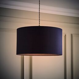 ValueLights Reni Navy Blue Fabric Easy Fit Drum Ceiling Lamp Shade - Size: Large - thumbnail 3