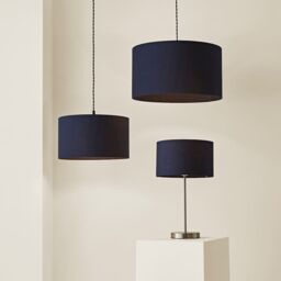 ValueLights Reni Navy Blue Fabric Easy Fit Drum Ceiling Lamp Shade - Size: Large - thumbnail 6