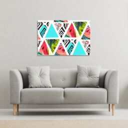 Benjamin Tate Design Aztec & tropical palm leaves (Canvas Print) / 101 x 77 x 4cm in Natural - Size: 101 x 77 x 4 cm - thumbnail 1