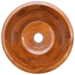 Berkfield Home Basin Solid Teak Wood Œ¶40x20 cm in Brown - Size: 40x20 cm - thumbnail 4