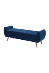 Living and Home Chenille Upholstered Storage Bench in Indigo - thumbnail 2