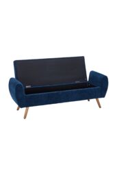 Living and Home Chenille Upholstered Storage Bench in Indigo - thumbnail 3