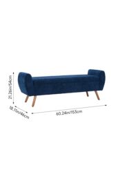 Living and Home Chenille Upholstered Storage Bench in Indigo - thumbnail 4