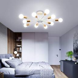 NIVOR 10 light Industrial Chandelier Mid Century Flush Mount Ceiling Light in White - thumbnail 4
