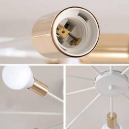 NIVOR 10 light Industrial Chandelier Mid Century Flush Mount Ceiling Light in White - thumbnail 7