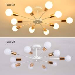 NIVOR 10 light Industrial Chandelier Mid Century Flush Mount Ceiling Light in White - thumbnail 5