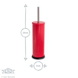 Harbour Housewares 3L Round Bathroom Bin & Brush Set - Slim Stainless Steel Bathroom Set in Red - thumbnail 5