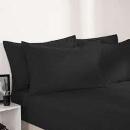 OHS Plain Dyed Non-Iron Fitted Bed Sheet in True Black - Size: Double Fitted - thumbnail 4