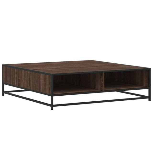 Berkfield Home Coffee Table Brown Oak 100x100x30 cm Engineered Wood & Metal - Size: 100 x 100 x 30 cm - image 1