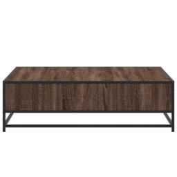 Berkfield Home Coffee Table Brown Oak 100x100x30 cm Engineered Wood & Metal - Size: 100 x 100 x 30 cm - thumbnail 6