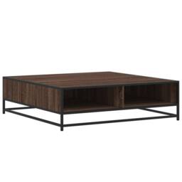 Berkfield Home Coffee Table Brown Oak 100x100x30 cm Engineered Wood & Metal - Size: 100 x 100 x 30 cm - thumbnail 1