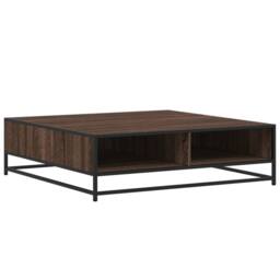 Berkfield Home Coffee Table Brown Oak 100x100x30 cm Engineered Wood & Metal - Size: 100 x 100 x 30 cm - thumbnail 7