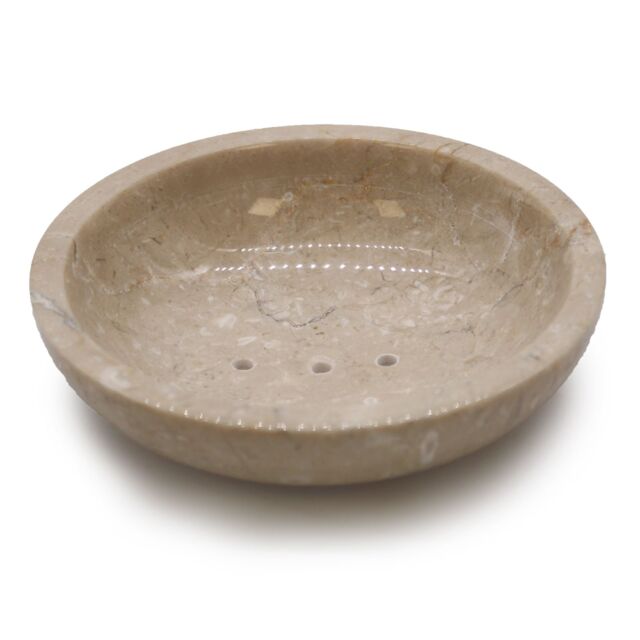 KDMD Round Honey Marble Rounded Soap Dish in Beige - image 1