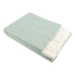 Native Natural Cable Pattern Green Wool Blanket - Size: Double - thumbnail 3