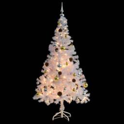 Berkfield Home Stylish Artificial Pre-lit Christmas Tree with Baubles White 150 cm - thumbnail 4