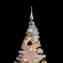 Berkfield Home Stylish Artificial Pre-lit Christmas Tree with Baubles White 150 cm - thumbnail 6