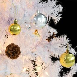 Berkfield Home Stylish Artificial Pre-lit Christmas Tree with Baubles White 150 cm - thumbnail 8