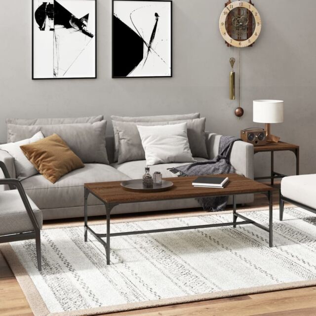 Berkfield Home Coffee Table Brown Oak 100x50x35 cm Engineered Wood - Size: 100 x 50 x 35 cm - image 1