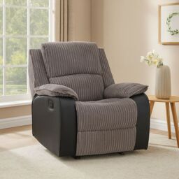 LUXURY LIFE Postana Manual Fabric Recliner Armchair in Jumbo Cord in Grey - thumbnail 1